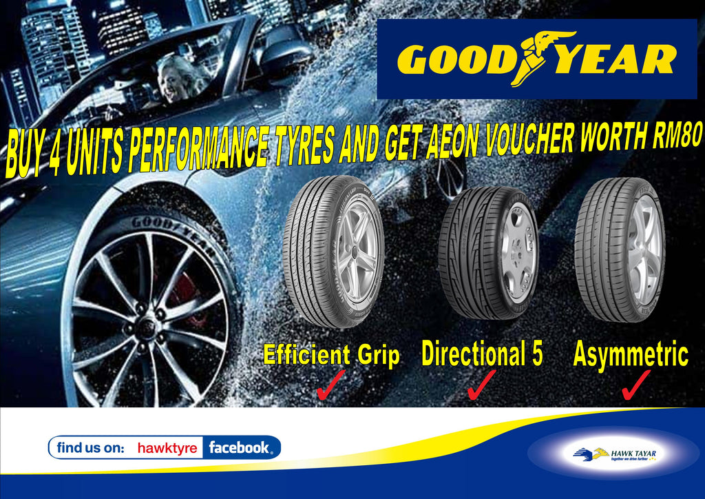 GOODYEAR ASYMMETRIC SERIES, EFFICIENTGRIP SERIES , DIRECTIONAL 5 & RUNFLAT TYRE GREAT DEALS